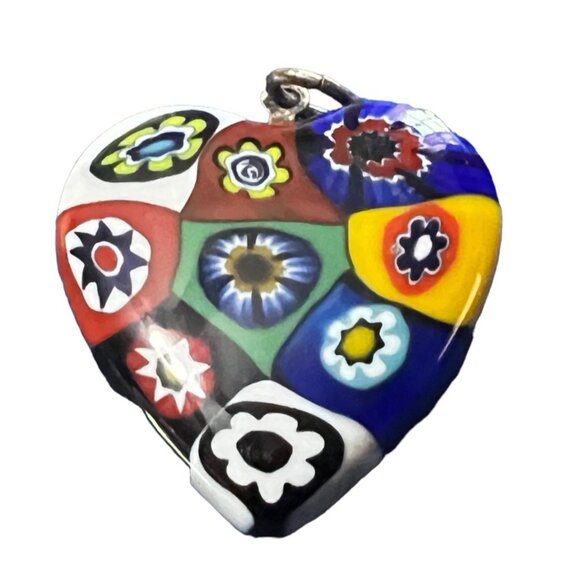 Boho Heart Charm with Necklace Circle 1" Cute Floral Hippie Jewelry - Picture 7 of 8